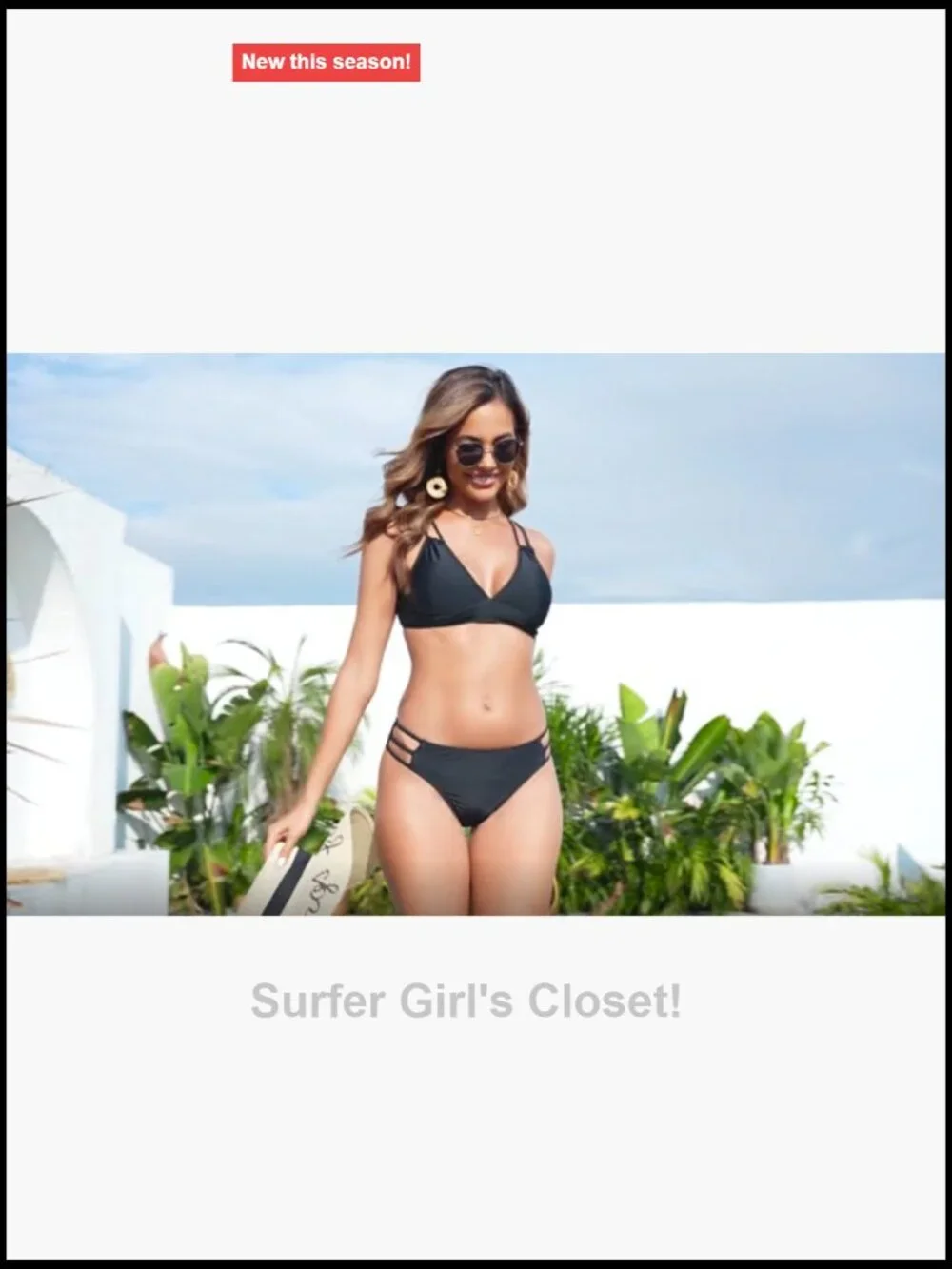 Women's V-Neck Push Up Bikini Set with Criss Cross Back